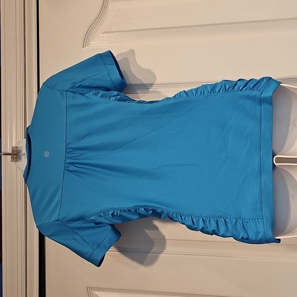 Athleta Birdie Polo Shirt 426902 Blue Ruched Athletic Top Size S EUC - Picture 5 of 8